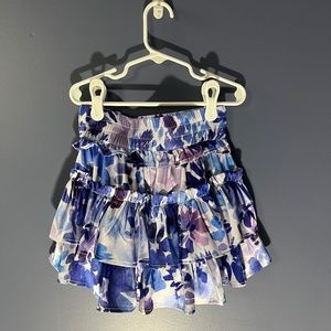 Cake for Dinner Willow Satin Skirt in Painted Blue Floral